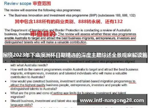 围绕2023年下庙澳洲杯日期精选的深度主题综述全景观察解读篇